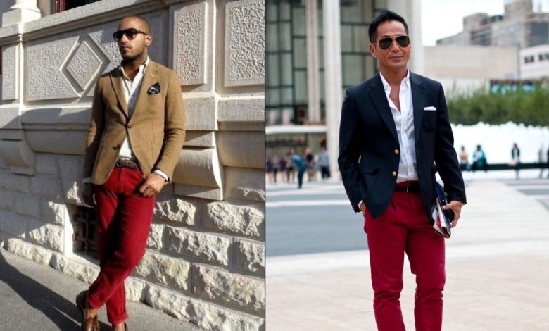 how men can wear red pant